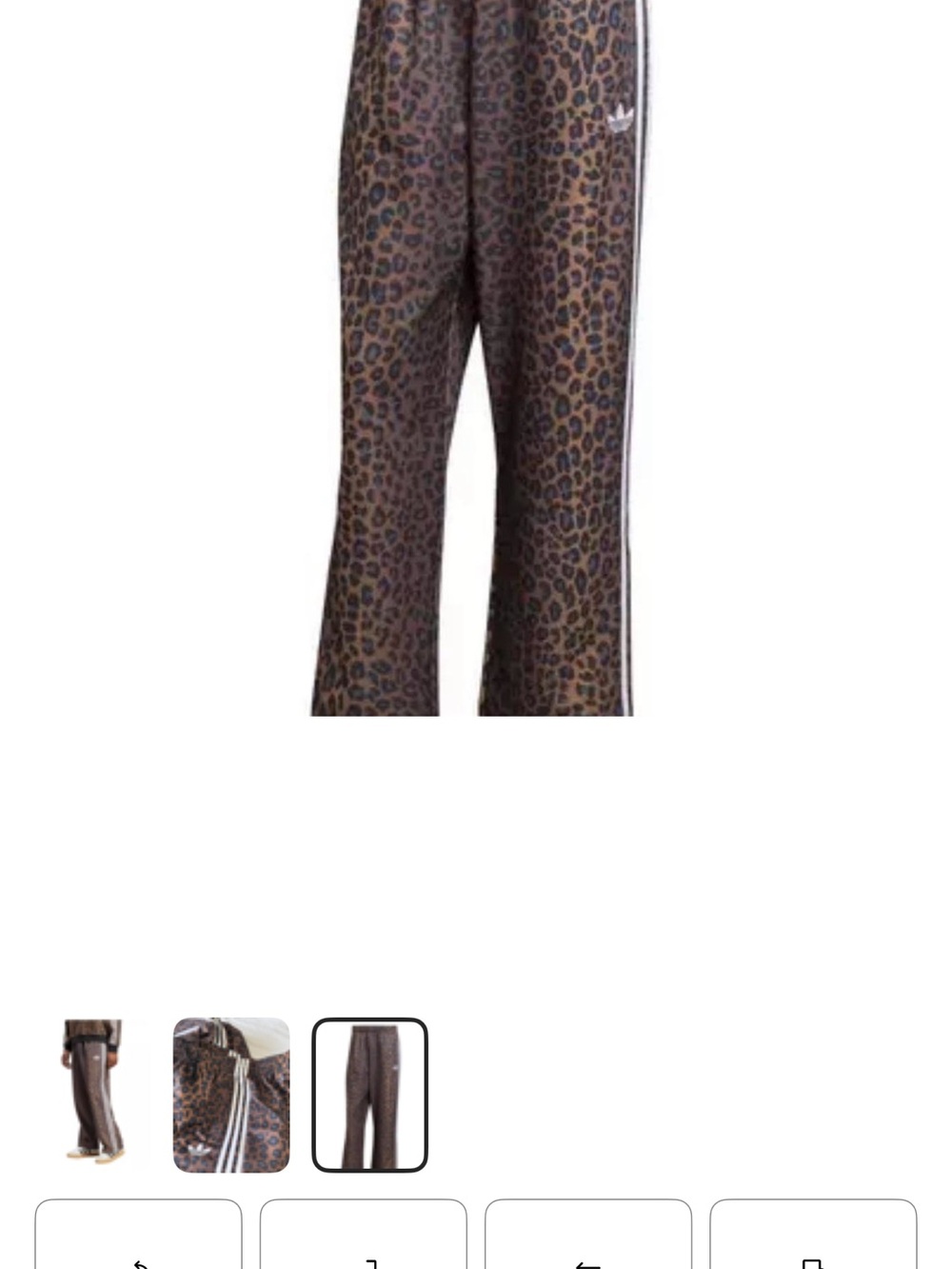 adidas Brown Leopard Print Track Pants with White Stripes - Picture 3 of 3